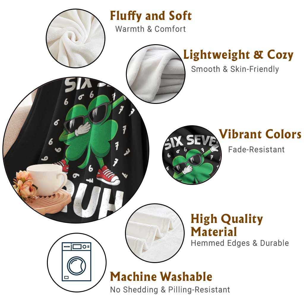 Funny Irish St Patricks Day Shamrock 67 Meme Throw Blanket Six Seven Bruh Gen Alpha Slang TS10 Print Your Wear