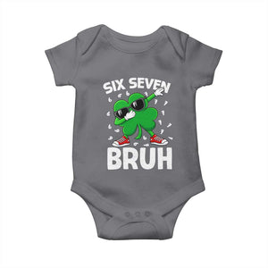 Funny Irish St Patricks Day Shamrock 67 Meme Baby Onesie Six Seven Bruh Gen Alpha Slang TS10 Charcoal Print Your Wear
