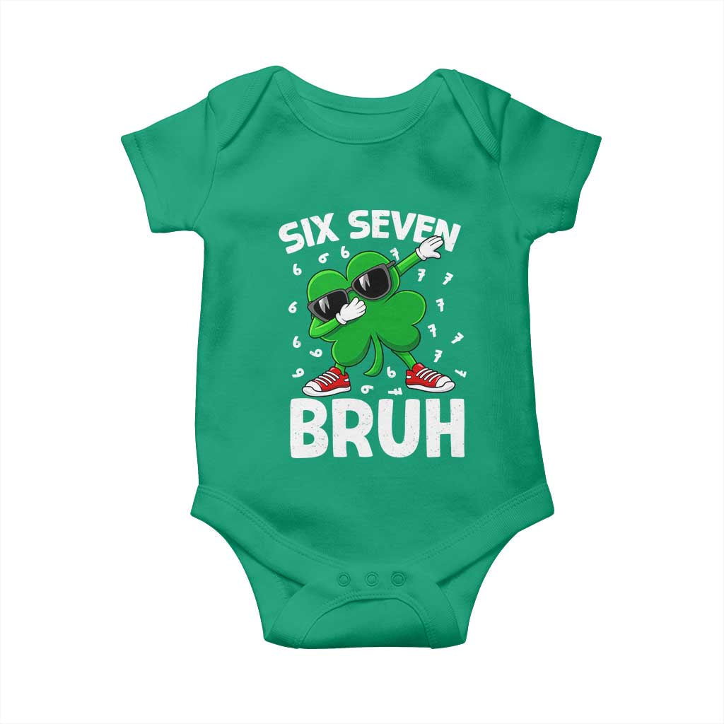 Funny Irish St Patricks Day Shamrock 67 Meme Baby Onesie Six Seven Bruh Gen Alpha Slang TS10 Irish Green Print Your Wear