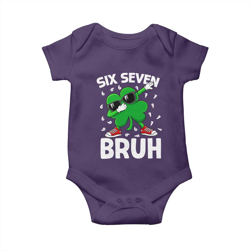 Funny Irish St Patricks Day Shamrock 67 Meme Baby Onesie Six Seven Bruh Gen Alpha Slang TS10 Purple Print Your Wear