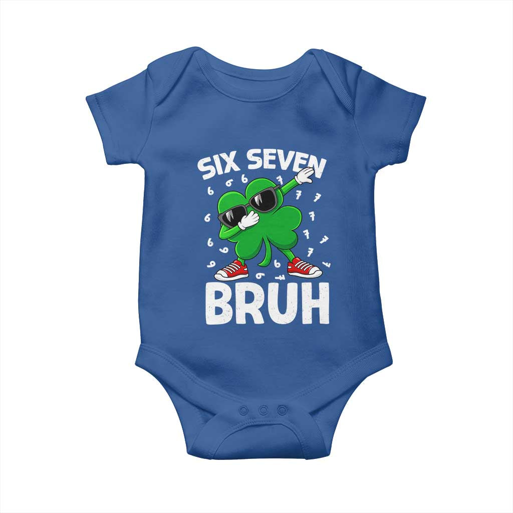 Funny Irish St Patricks Day Shamrock 67 Meme Baby Onesie Six Seven Bruh Gen Alpha Slang TS10 Royal Blue Print Your Wear