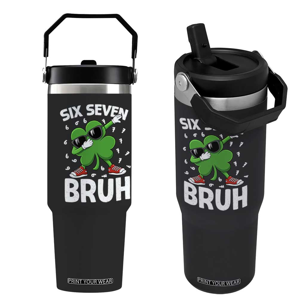 Funny Irish St Patricks Day Shamrock 67 Meme Flip Straw Tumbler Six Seven Bruh Gen Alpha Slang TS10 One Size: 30 oz Black Print Your Wear