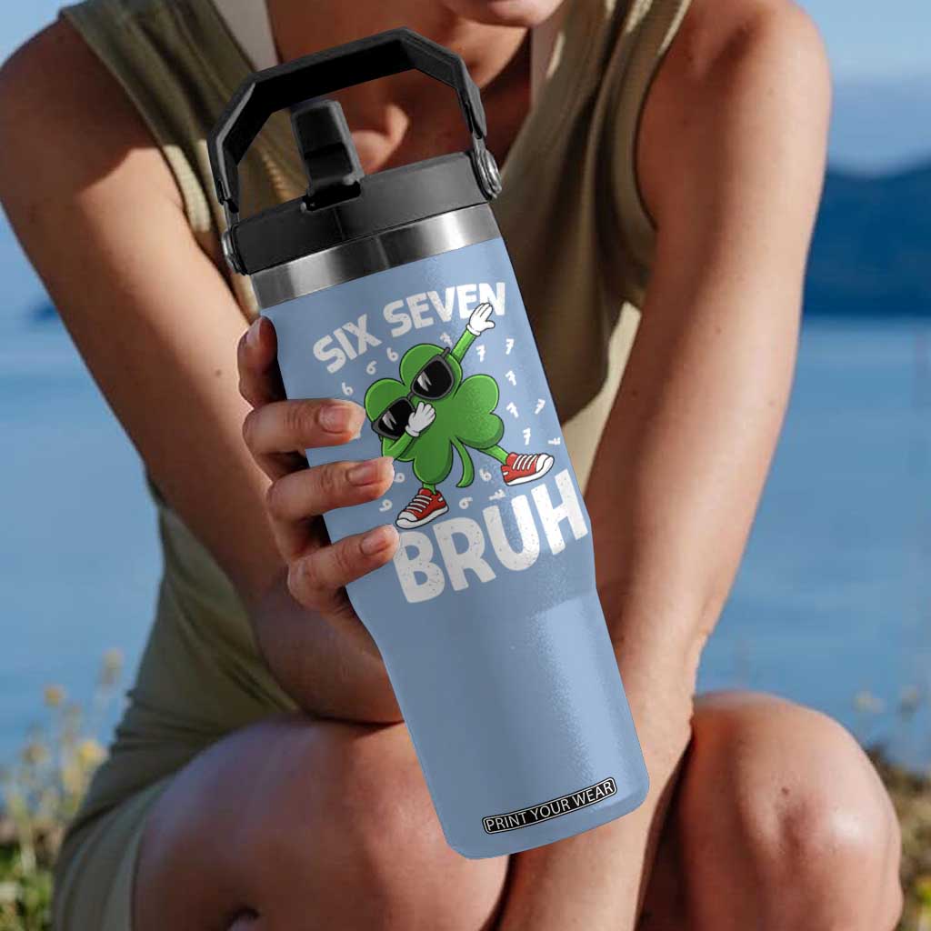 Funny Irish St Patricks Day Shamrock 67 Meme Flip Straw Tumbler Six Seven Bruh Gen Alpha Slang TS10 One Size: 30 oz Light Blue Print Your Wear