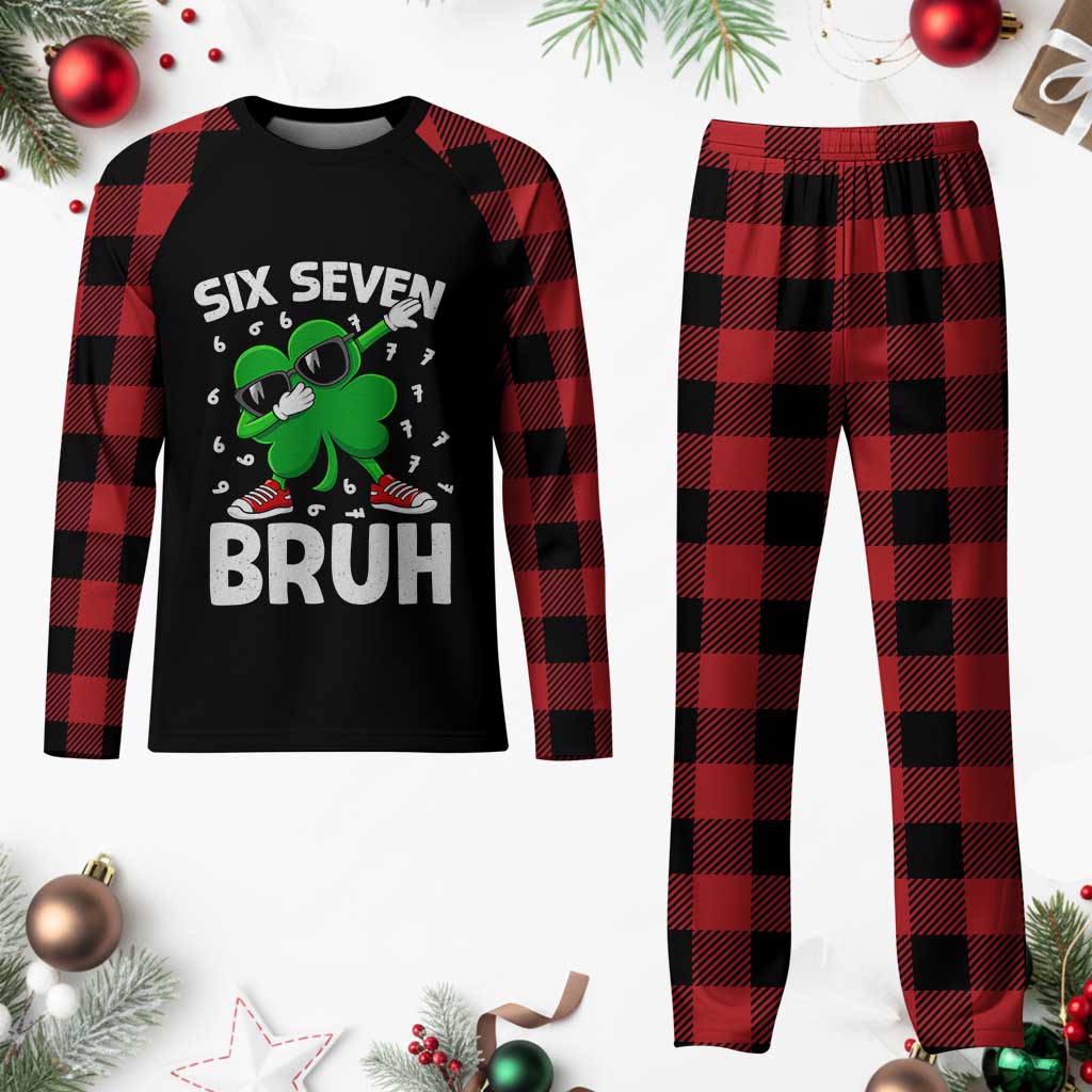 Funny Irish St Patricks Day Shamrock 67 Meme Plaid Pajama Set Six Seven Bruh Gen Alpha Slang TS10 Buffalo Plaid Print Your Wear