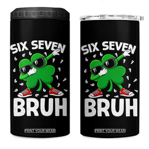 Funny Irish St Patricks Day Shamrock 67 Meme 4 in 1 Can Cooler Tumbler Six Seven Bruh Gen Alpha Slang TS10 One Size: 16 oz Black Print Your Wear