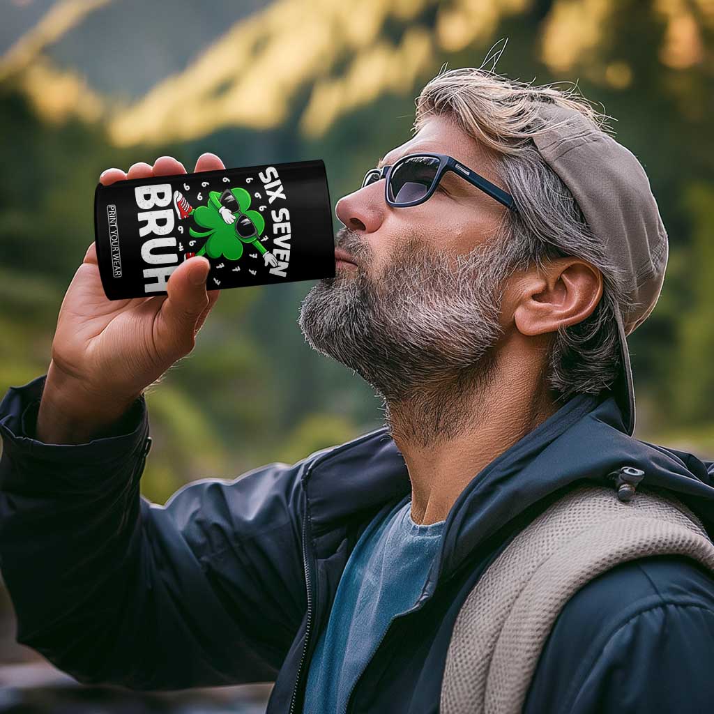 Funny Irish St Patricks Day Shamrock 67 Meme 4 in 1 Can Cooler Tumbler Six Seven Bruh Gen Alpha Slang TS10 Print Your Wear