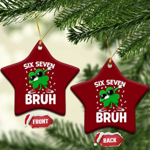 Funny Irish St Patricks Day Shamrock 67 Meme Ceramic Ornament Six Seven Bruh Gen Alpha Slang TS10 Print Your Wear