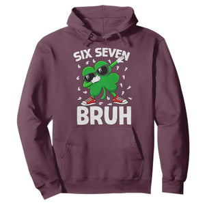 Funny Irish St Patricks Day Shamrock 67 Meme Hoodie Six Seven Bruh Gen Alpha Slang TS10 Maroon Print Your Wear