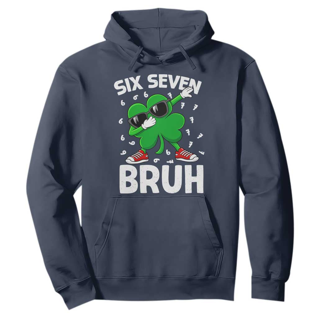 Funny Irish St Patricks Day Shamrock 67 Meme Hoodie Six Seven Bruh Gen Alpha Slang TS10 Navy Print Your Wear