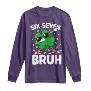Funny Irish St Patricks Day Shamrock 67 Meme Long Sleeve Shirt Six Seven Bruh Gen Alpha Slang TS10 Purple Print Your Wear