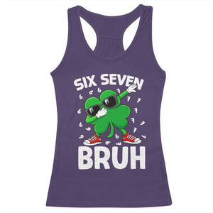 Funny Irish St Patricks Day Shamrock 67 Meme Racerback Tank Top Six Seven Bruh Gen Alpha Slang TS10 Purple Print Your Wear