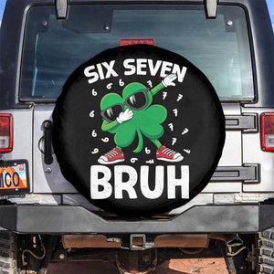 Funny Irish St Patricks Day Shamrock 67 Meme Spare Tire Cover Six Seven Bruh Gen Alpha Slang TS10 No hole Black Print Your Wear