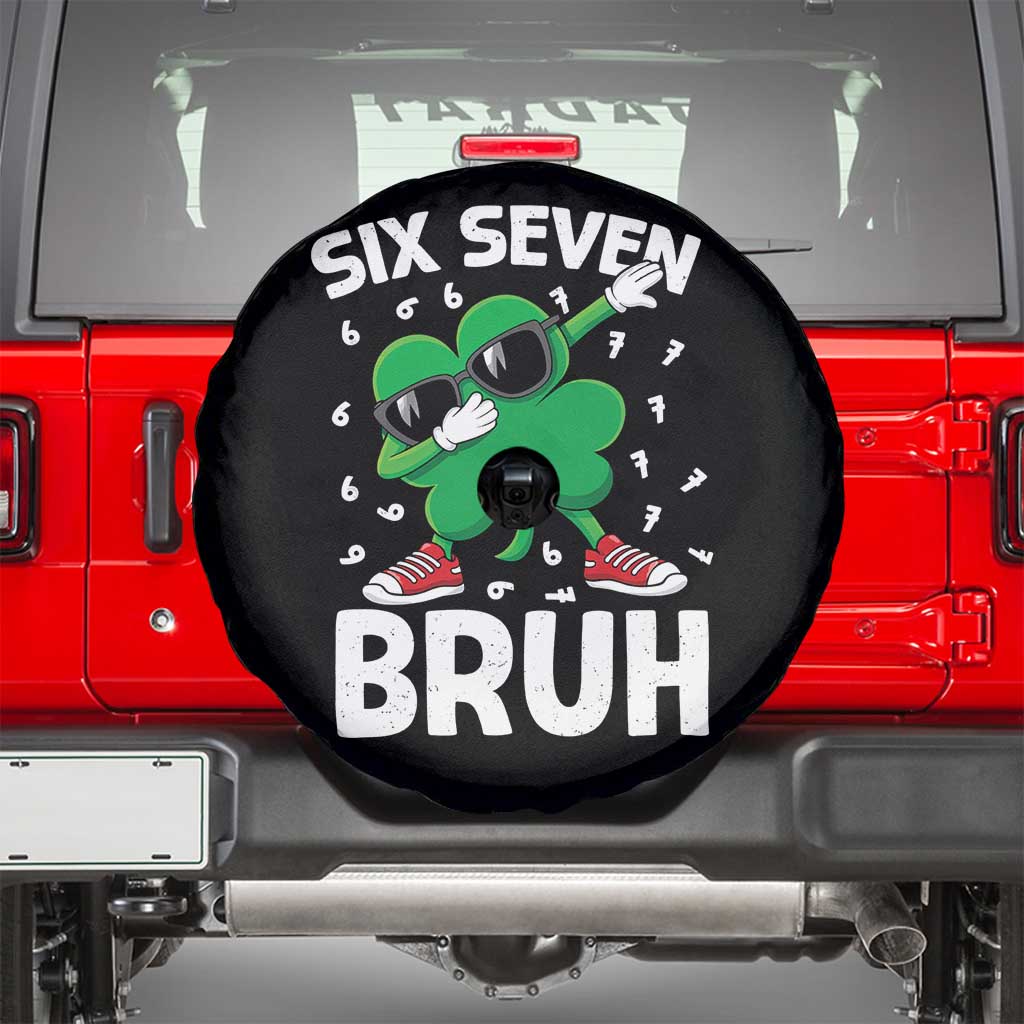 Funny Irish St Patricks Day Shamrock 67 Meme Spare Tire Cover Six Seven Bruh Gen Alpha Slang TS10 Black Print Your Wear