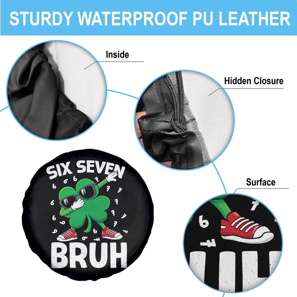 Funny Irish St Patricks Day Shamrock 67 Meme Spare Tire Cover Six Seven Bruh Gen Alpha Slang TS10 Print Your Wear