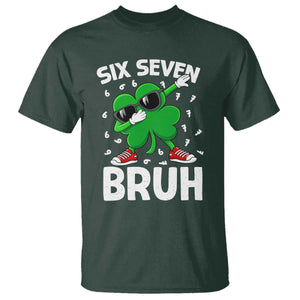 Funny Irish St Patricks Day Shamrock 67 Meme T Shirt Six Seven Bruh Gen Alpha Slang TS10 Dark Forest Green Print Your Wear