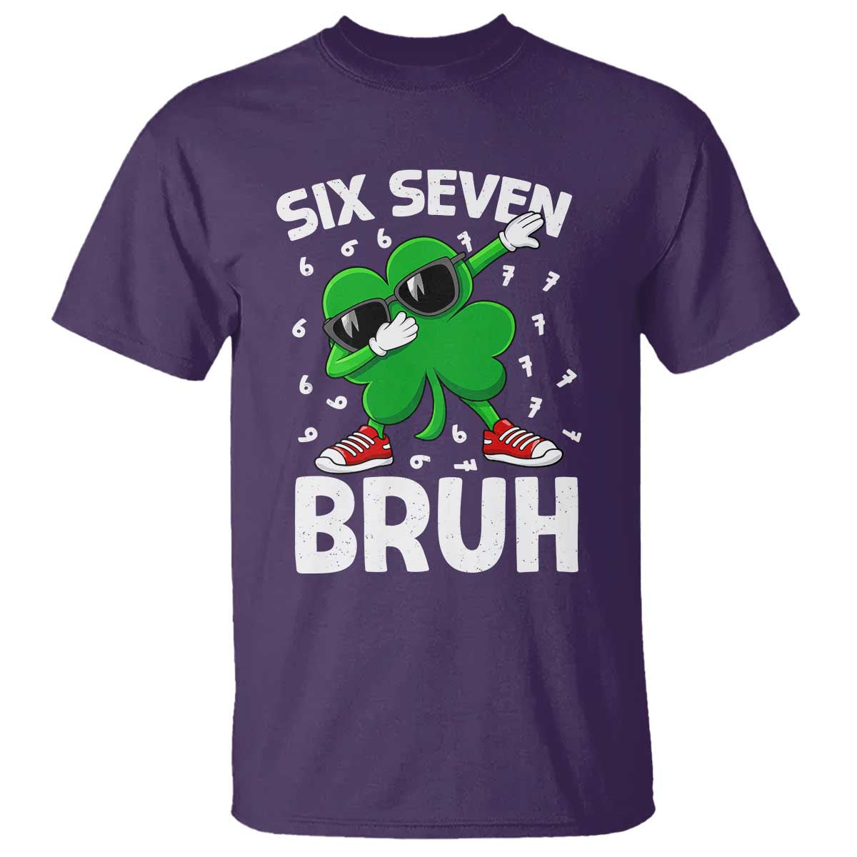 Funny Irish St Patricks Day Shamrock 67 Meme T Shirt Six Seven Bruh Gen Alpha Slang TS10 Purple Print Your Wear