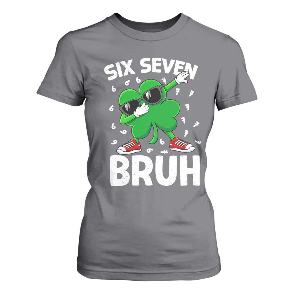 Funny Irish St Patricks Day Shamrock 67 Meme T Shirt For Women Six Seven Bruh Gen Alpha Slang TS10 Charcoal Print Your Wear
