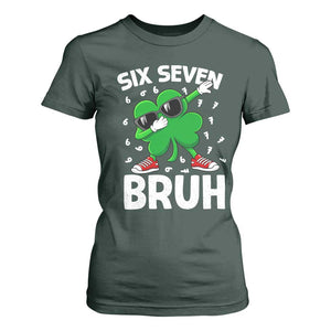 Funny Irish St Patricks Day Shamrock 67 Meme T Shirt For Women Six Seven Bruh Gen Alpha Slang TS10 Dark Forest Green Print Your Wear