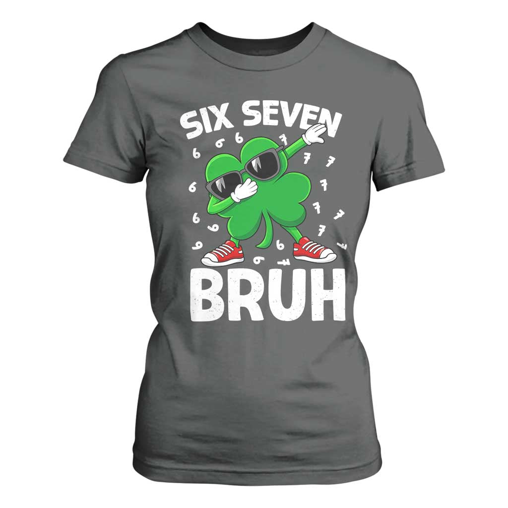 Funny Irish St Patricks Day Shamrock 67 Meme T Shirt For Women Six Seven Bruh Gen Alpha Slang TS10 Dark Heather Print Your Wear