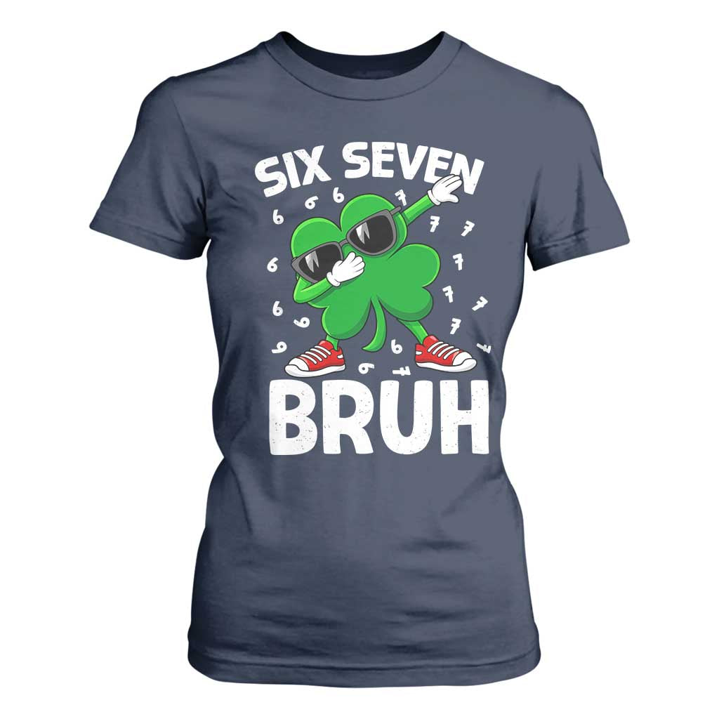 Funny Irish St Patricks Day Shamrock 67 Meme T Shirt For Women Six Seven Bruh Gen Alpha Slang TS10 Navy Print Your Wear