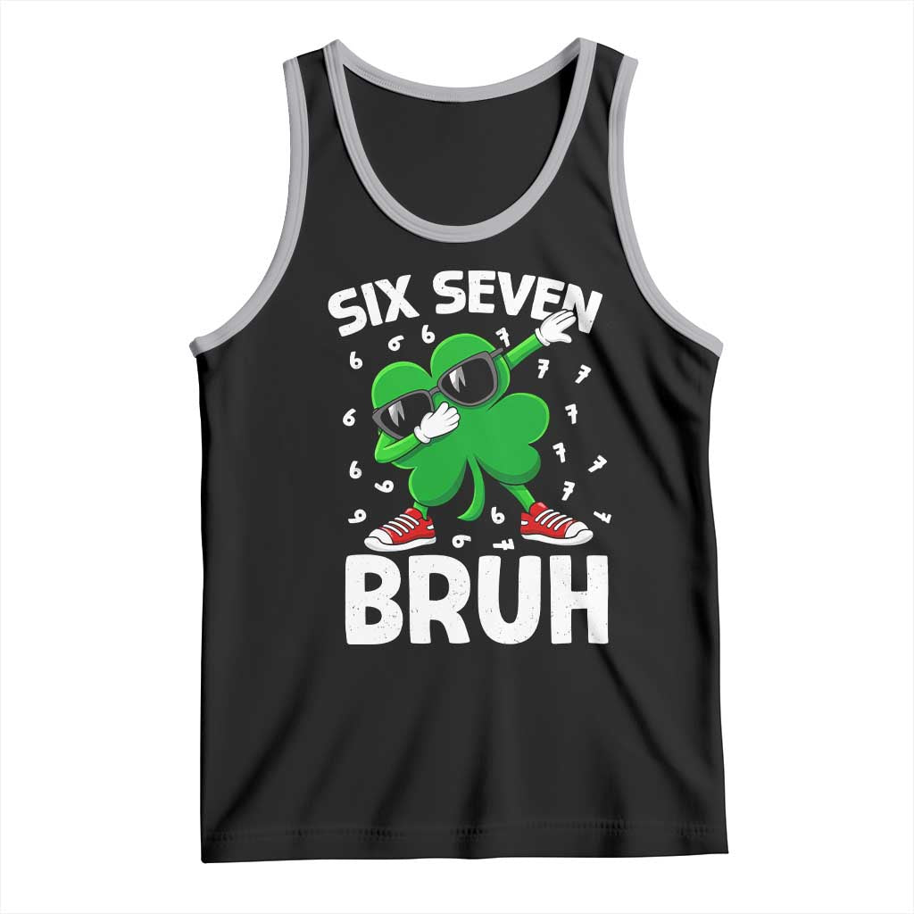 Funny Irish St Patricks Day Shamrock 67 Meme Tank Top Six Seven Bruh Gen Alpha Slang TS10 Black Athletic Heather Print Your Wear