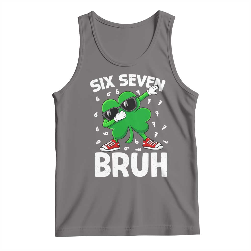 Funny Irish St Patricks Day Shamrock 67 Meme Tank Top Six Seven Bruh Gen Alpha Slang TS10 Deep Heather Print Your Wear
