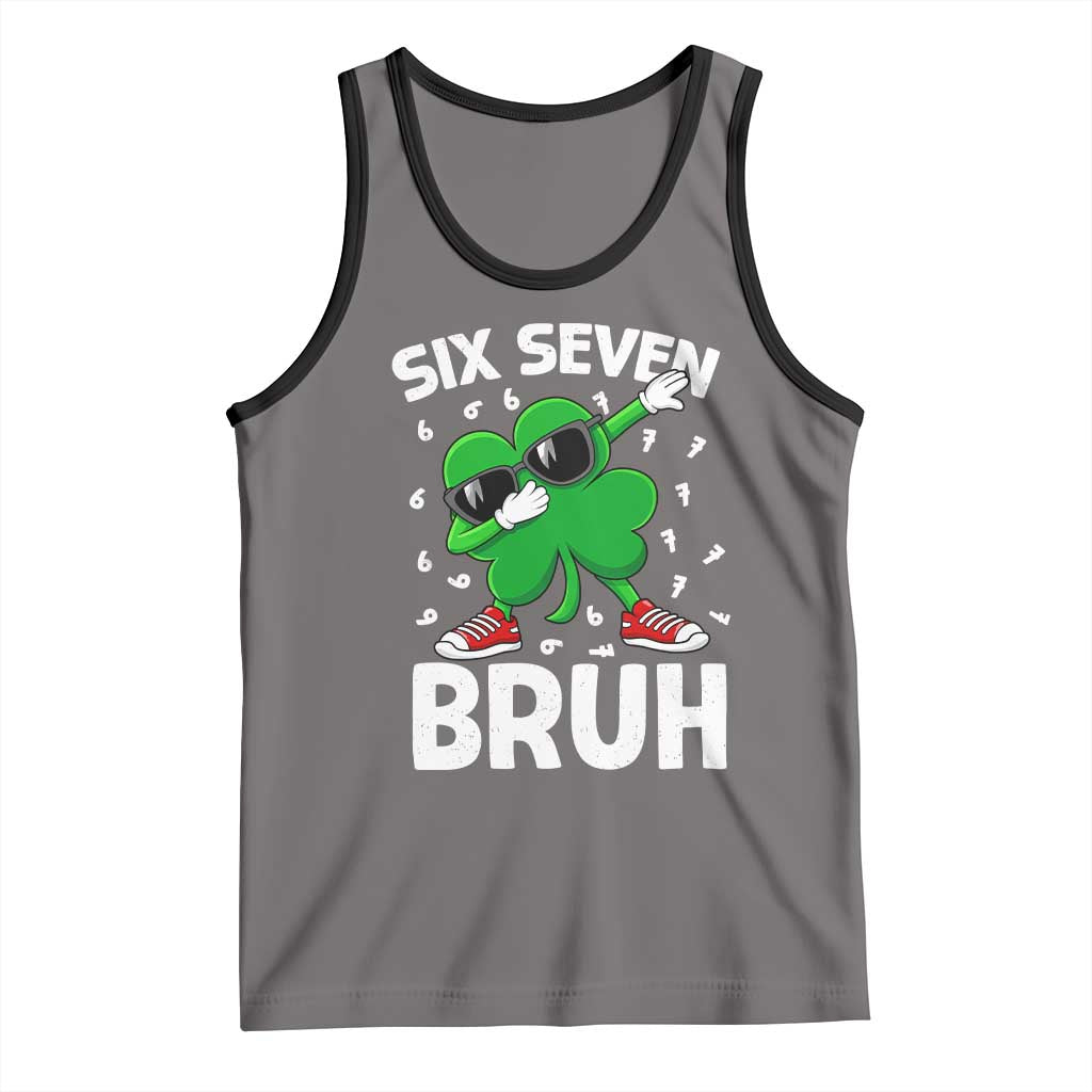 Funny Irish St Patricks Day Shamrock 67 Meme Tank Top Six Seven Bruh Gen Alpha Slang TS10 Deep Heather Black Print Your Wear