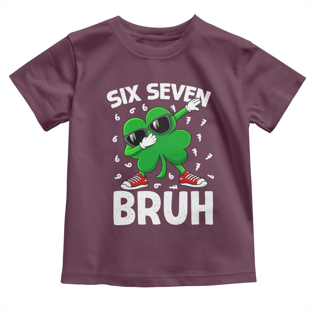 Funny Irish St Patricks Day Shamrock 67 Meme Toddler T Shirt Six Seven Bruh Gen Alpha Slang TS10 Maroon Print Your Wear