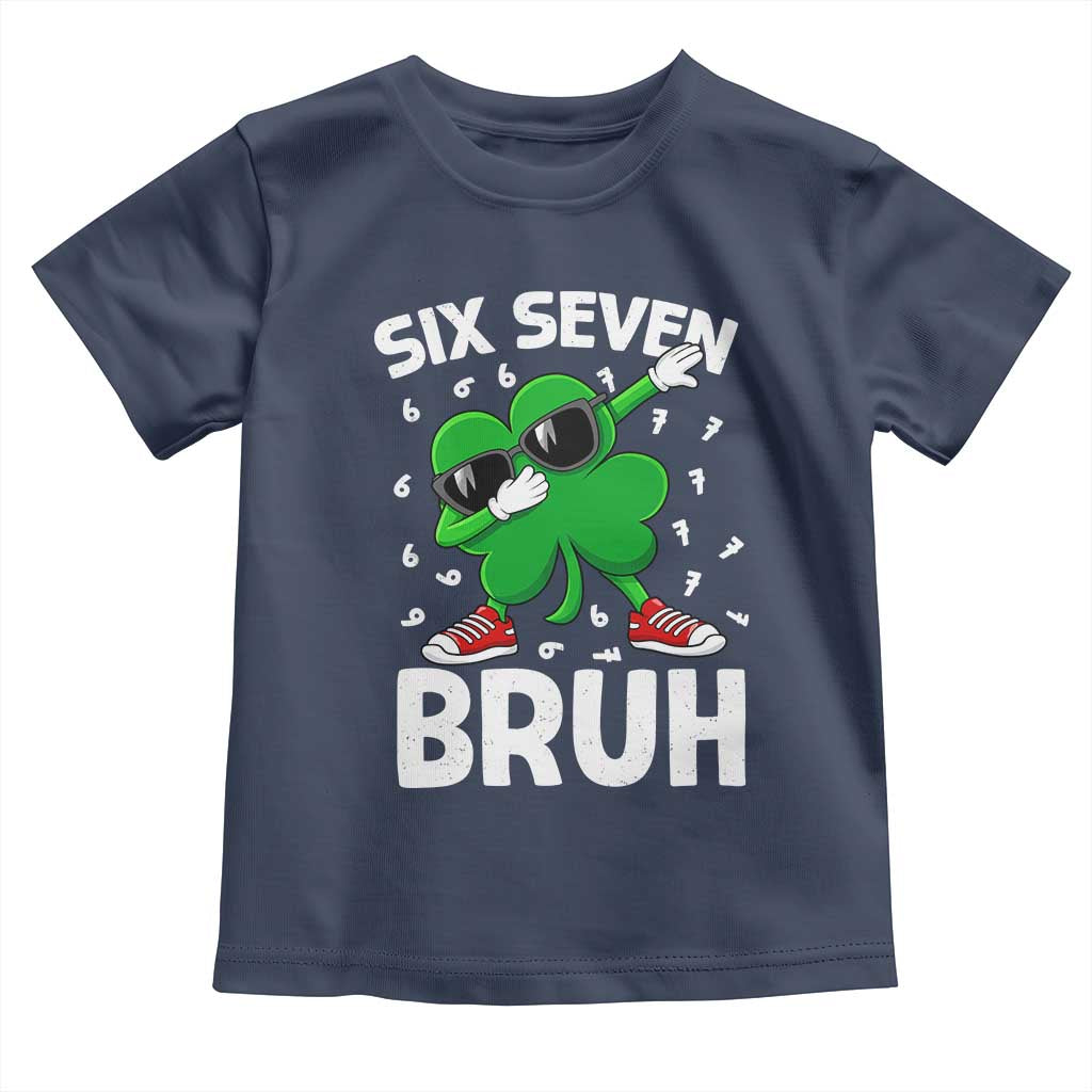 Funny Irish St Patricks Day Shamrock 67 Meme Toddler T Shirt Six Seven Bruh Gen Alpha Slang TS10 Navy Print Your Wear