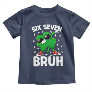 Funny Irish St Patricks Day Shamrock 67 Meme Toddler T Shirt Six Seven Bruh Gen Alpha Slang TS10 Navy Print Your Wear