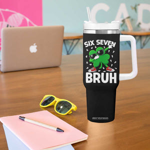 Funny Irish St Patricks Day Shamrock 67 Meme Tumbler With Handle Six Seven Bruh Gen Alpha Slang TS10 Print Your Wear