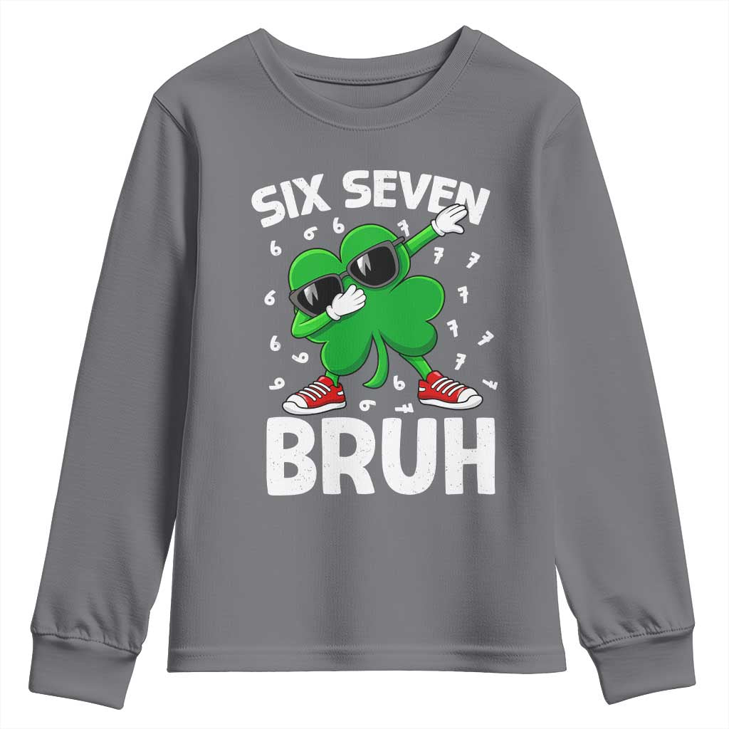 Funny Irish St Patricks Day Shamrock 67 Meme Youth Sweatshirt Six Seven Bruh Gen Alpha Slang TS10 Charcoal Print Your Wear