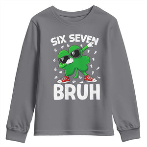 Funny Irish St Patricks Day Shamrock 67 Meme Youth Sweatshirt Six Seven Bruh Gen Alpha Slang TS10 Charcoal Print Your Wear