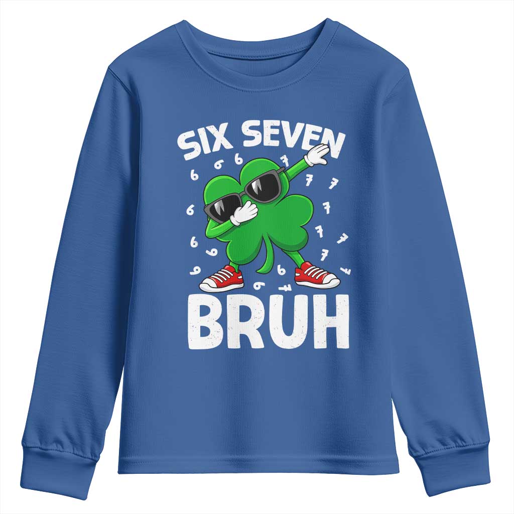 Funny Irish St Patricks Day Shamrock 67 Meme Youth Sweatshirt Six Seven Bruh Gen Alpha Slang TS10 Royal Blue Print Your Wear