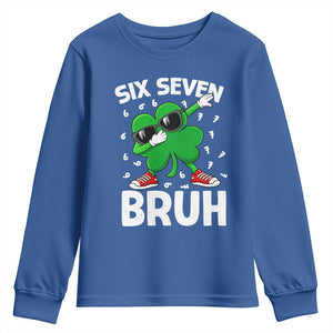 Funny Irish St Patricks Day Shamrock 67 Meme Youth Sweatshirt Six Seven Bruh Gen Alpha Slang TS10 Royal Blue Print Your Wear