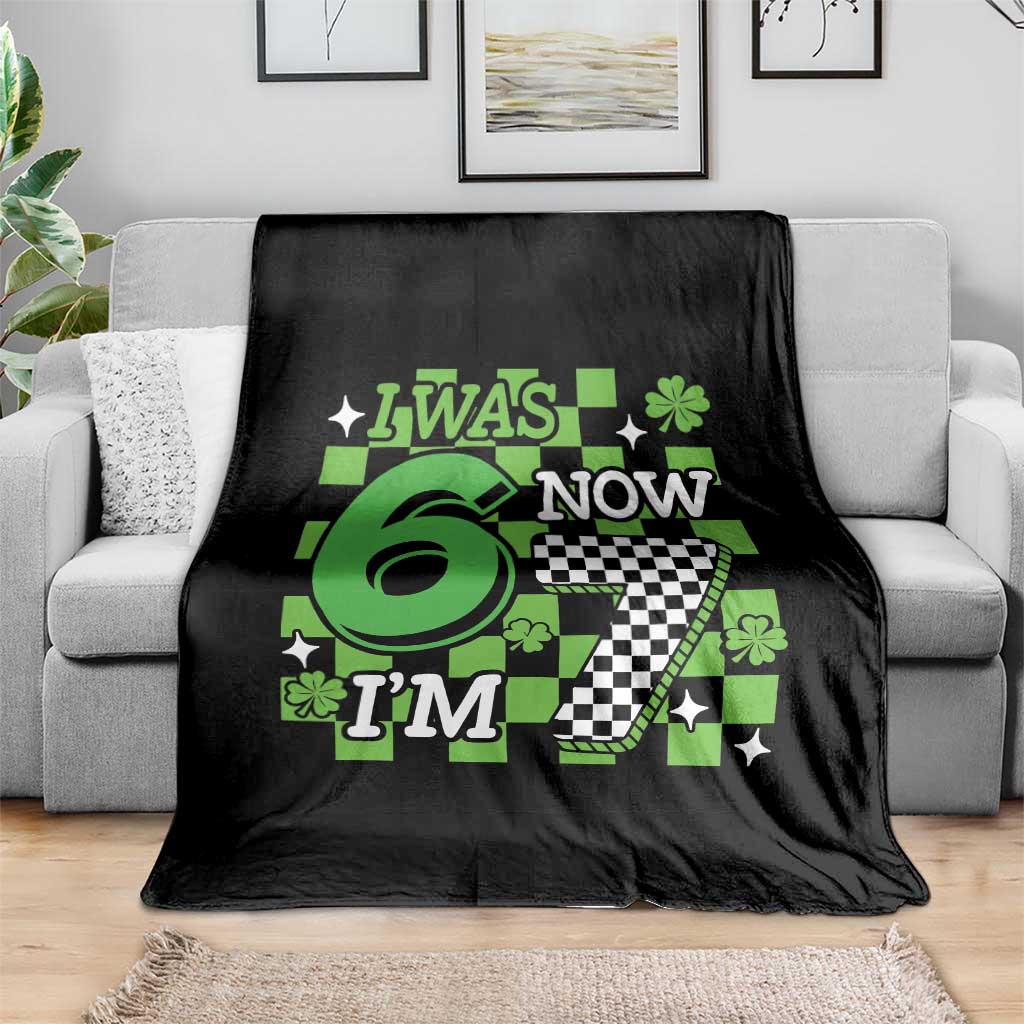 I Was 6 Now I'm 7 Throw Blanket Funny 7th 67 Birthday Meme Lucky Shamrock Checkered TS10 Print Your Wear