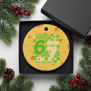 I Was 6 Now I'm 7 Ceramic Ornament Funny 7th 67 Birthday Meme Lucky Shamrock Checkered TS10 1pc Yellow Cheese Print Your Wear
