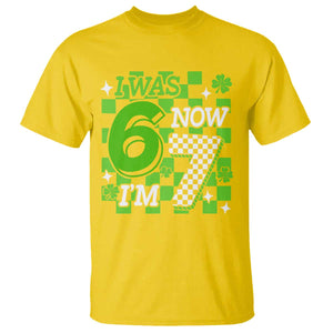 I Was 6 Now I'm 7 T Shirt Funny 7th 67 Birthday Meme Lucky Shamrock Checkered TS10 Daisy Print Your Wear