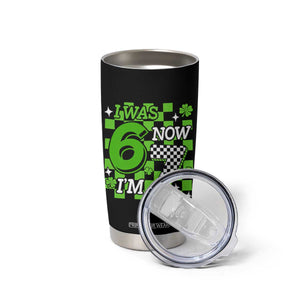 I Was 6 Now I'm 7 Tumbler Cup Funny 7th 67 Birthday Meme Lucky Shamrock Checkered TS10 Print Your Wear