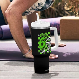 I Was 6 Now I'm 7 Tumbler With Handle Funny 7th 67 Birthday Meme Lucky Shamrock Checkered TS10 Print Your Wear