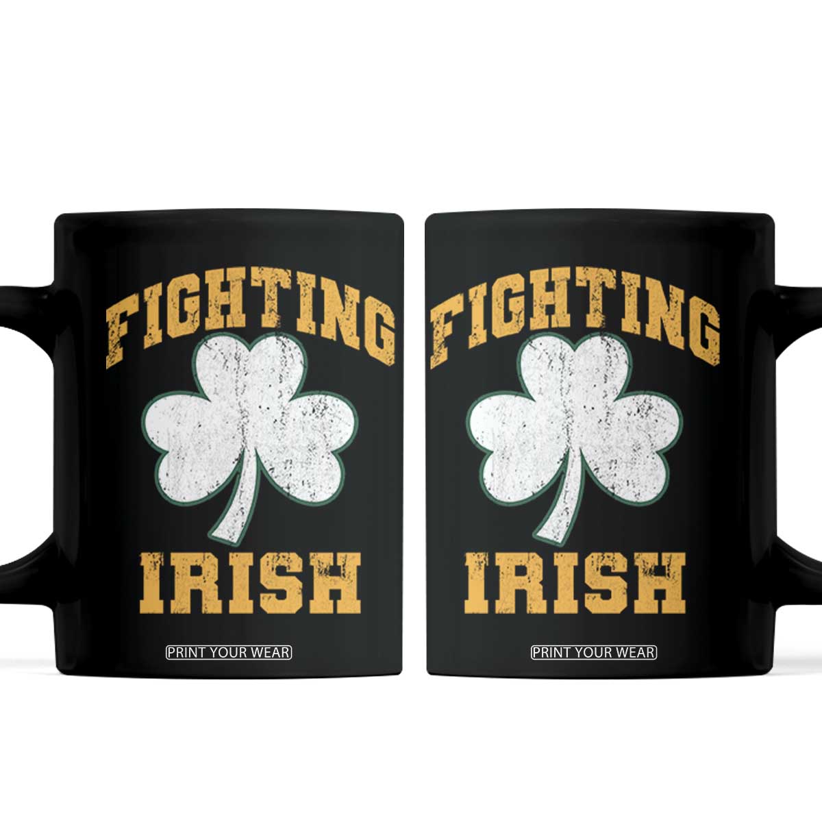 Vintage Fighting Irish Coffee Mug Retro History Gold Shamrock TS10 Black Print Your Wear