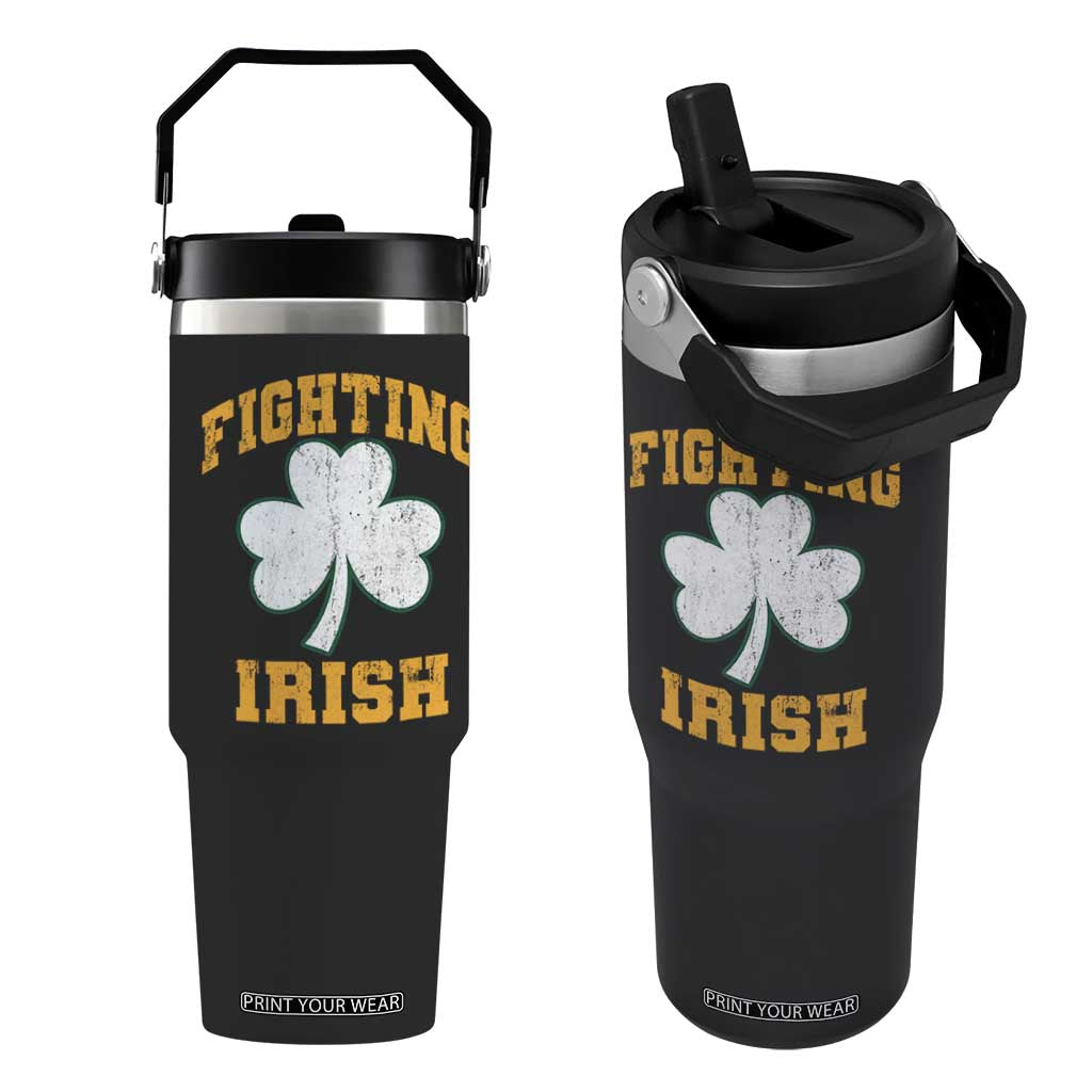 Vintage Fighting Irish Flip Straw Tumbler Retro History Gold Shamrock TS10 One Size: 30 oz Black Print Your Wear