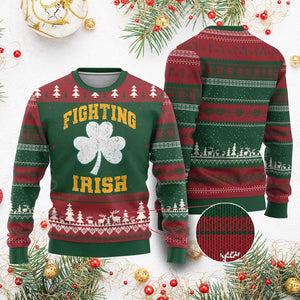 Vintage Fighting Irish Ugly Christmas Sweater Retro History Gold Shamrock TS10 Red Green Print Your Wear