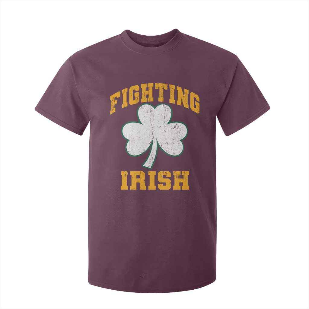 Vintage Fighting Irish T Shirt For Kid Retro History Gold Shamrock TS10 Maroon Print Your Wear