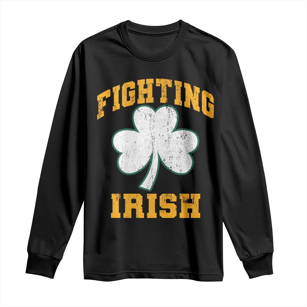 Vintage Fighting Irish Long Sleeve Shirt Retro History Gold Shamrock TS10 Black Print Your Wear