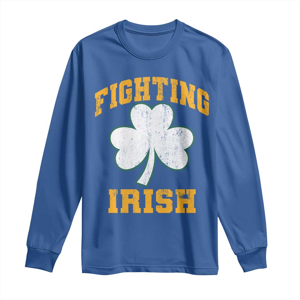 Vintage Fighting Irish Long Sleeve Shirt Retro History Gold Shamrock TS10 Royal Blue Print Your Wear