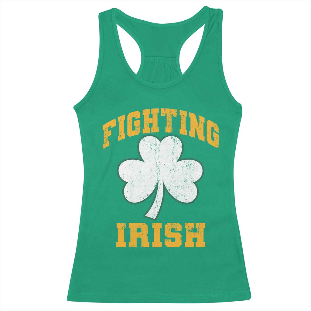 Vintage Fighting Irish Racerback Tank Top Retro History Gold Shamrock TS10 Irish Green Print Your Wear