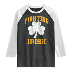Vintage Fighting Irish Raglan Shirt Retro History Gold Shamrock TS10 Black White Print Your Wear