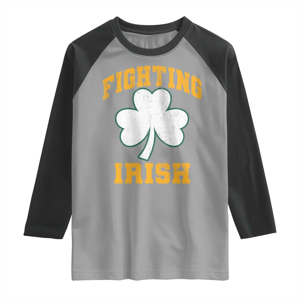 Vintage Fighting Irish Raglan Shirt Retro History Gold Shamrock TS10 Sport Gray Black Print Your Wear