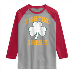 Vintage Fighting Irish Raglan Shirt Retro History Gold Shamrock TS10 Sport Gray Red Print Your Wear